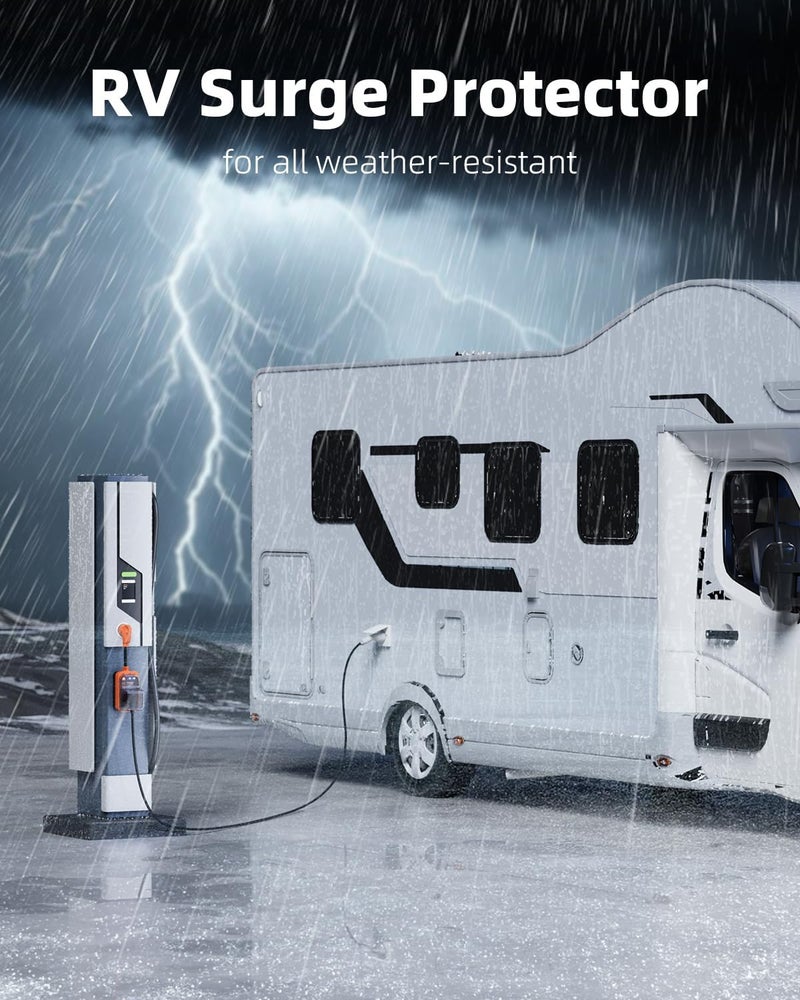 FOCSPROD RV Surge Protector 30 Amp, 13000J Surge Protection RV Circuit Analyzer Protect RV Electrical System with Waterproof Cover, RV Plug Electrical Adapter for Camping, Travel Trailers - Image 5